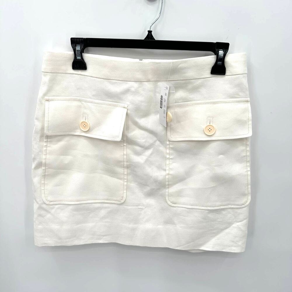 J. CREW NWT White Patch-Pocket Skirt in Stretch Linen // 8 AP056